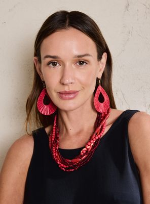 Collar Mostacillas Rojizas con Cordón Ajustable