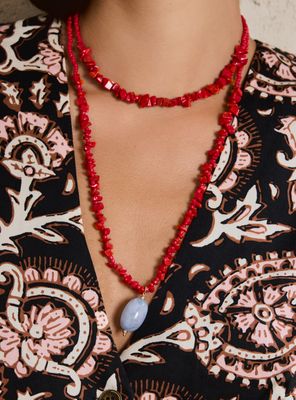 Imagen 2 del producto Collar Doble Capa con Colgante de Piedra