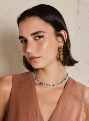 Collar Tejido Tipo Crochet con Piedras