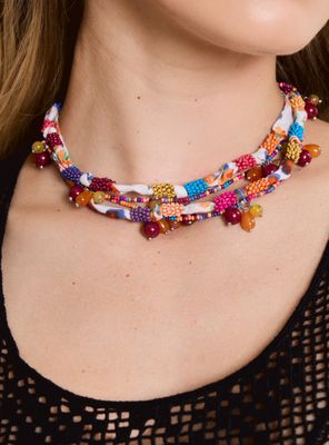 Imagen 2 del producto Collar Tela Embarrilado con Mostacillas Colores