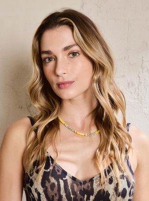 Collar Tipo Chocker con Mostacillas Pastel