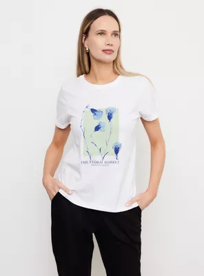 Polera Básica Gráfica Frontal Floral