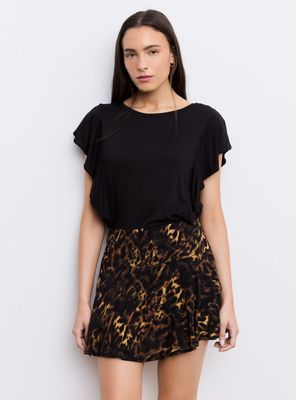 Polera Fluida Vuelos y Escote Redondo