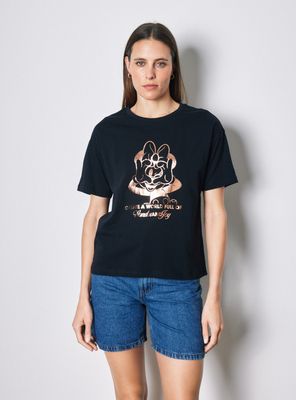 Polera Manga Corta con Estampado de Minnie