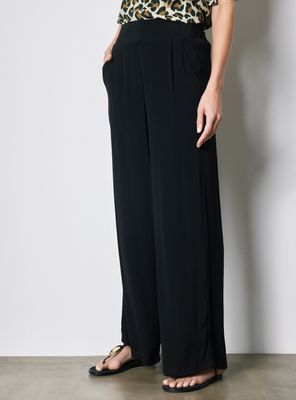 Pantalón Palazzo con Bolsillos y Pretina Elasticada