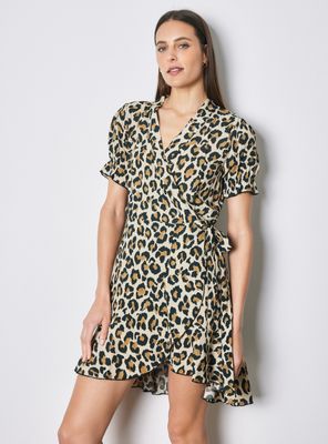 Vestido Cruzado con Manga Globo