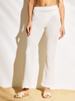 Pantalón Wide Leg Tejido con Aberturas en Costados