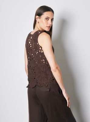 Imagen 2 del producto Polera Macramé sin Mangas con Terminación Irregular