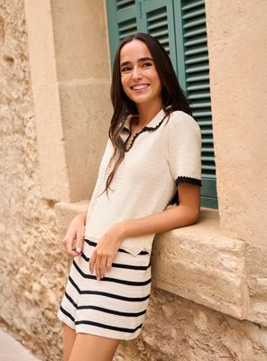 Polera Tejida Cuello Polo Colección María Pombo