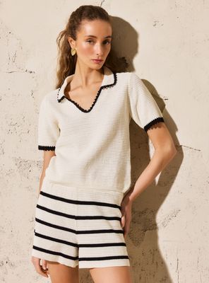 Imagen 2 del producto Polera Tejida Cuello Polo Colección María Pombo