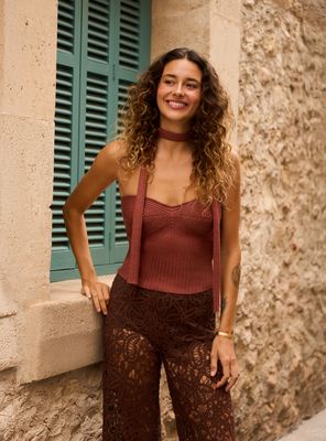 Polera Tejida Escote Corazón Colección María Pombo