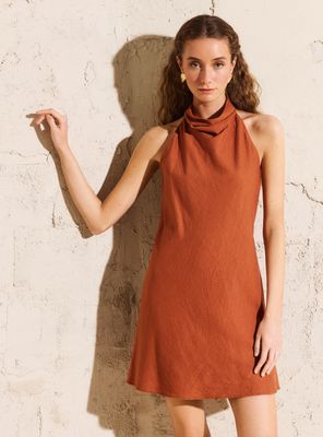 Vestido Drapeado Halter Colección María Pombo