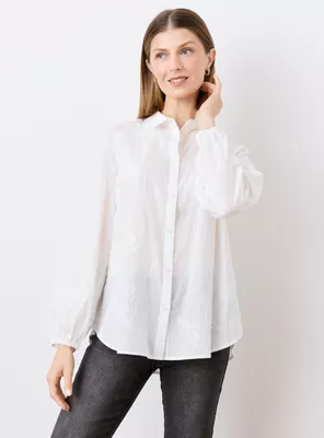 Blusa Camisa Bordada Puño Elástico