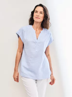 Blusa Lino Rayas Hombro Caído