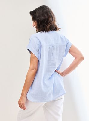 Imagen 2 del producto Blusa Lino Rayas Hombro Caído