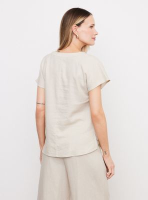 Imagen 2 del producto Blusa Lino Manga Corta con Collar Natural