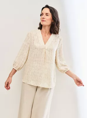 Blusa Estampada Manga Abullonada