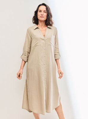 Imagen 1 del producto Vestido de Lino Largo Modelo Camisero