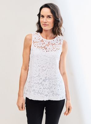 Blusa sin Mangas de Encaje con Forro