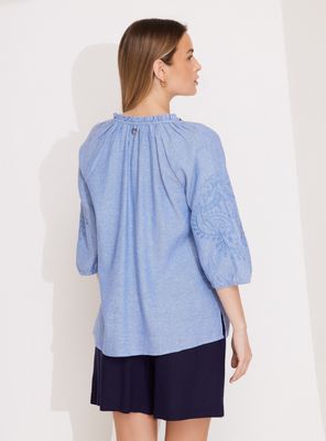 Imagen 2 del producto Blusa con Lino y Bordado en Mangas