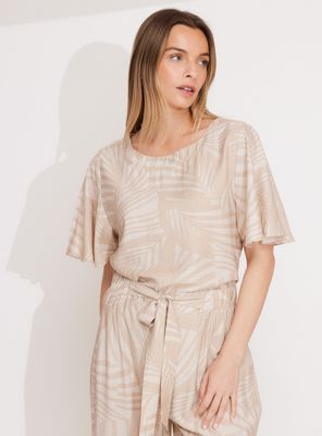 Blusa Full Estampada con Vuelo en Mangas