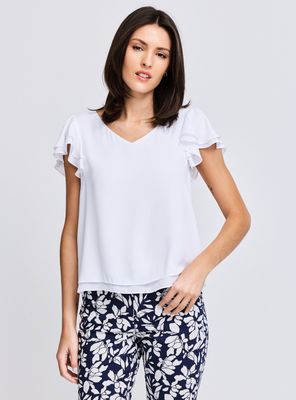 Imagen 1 del producto Blusa Fluida Doble Capa con Vuelo en Mangas