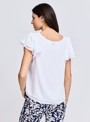 Imagen 2 del producto Blusa Fluida Doble Capa con Vuelo en Mangas