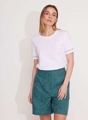 Polera Básica con Detalle de Cinta en Escote y Mangas