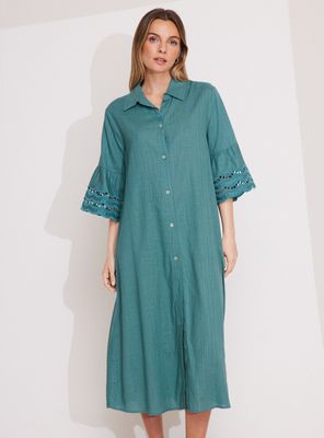 Vestido Camisero con Capas y Cinturón