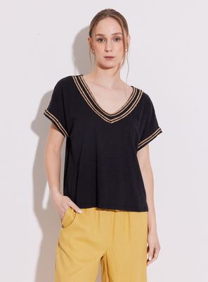 Polera Cuello V Brillante