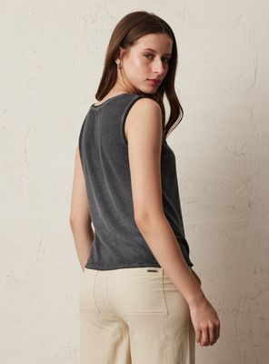 Imagen 2 del producto Polera Tela Acanalada Proceso de Lavado Cinta Decorativa