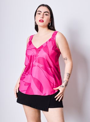 Blusa Estampada sin Mangas Pabilos Gruesos