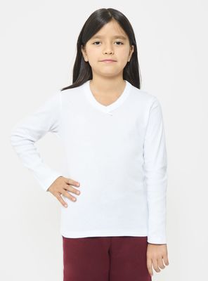 Pack 2 Camiseta Cuello V Algodón Premium Niña