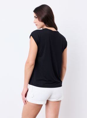 Imagen 2 del producto Polera Básica Holgada Gráfica Aplicaciones Brillantes