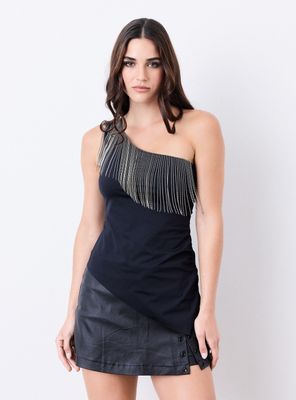 Imagen 1 del producto Polera One Shoulder Asimétrica con Cadenas Bolita