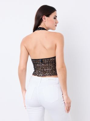 Imagen 2 del producto Polera Escote Cruzado al Cuello Lentejuelas