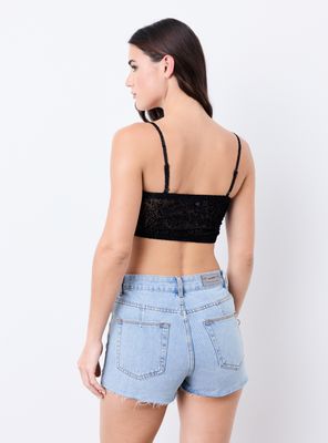 Imagen 2 del producto Polera Strapless Textura Terciopelo Nudo Delantero