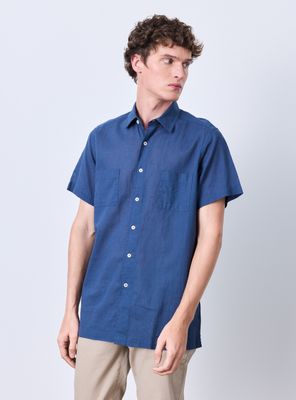 Camisa Lino Rayon 2 bolsillos