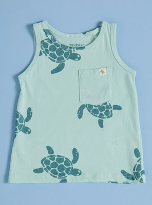 Polera sin Manga Estampada de Algodón