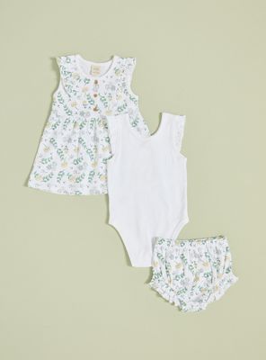 Conjunto 3 Piezas de Polera, Calzón y Body con Vuelos