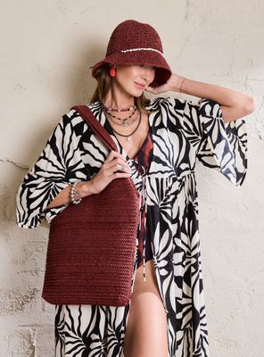 Set Cartera y Sombrero Raffia a Tono