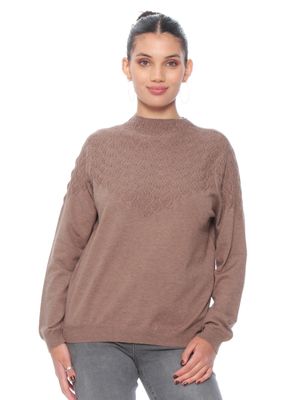 Sweater Manga Larga Cuello Alto con Corte Textura