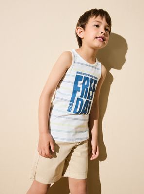 Polera Estampada sin Mangas de Algodón