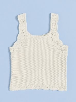 Polera Tejida Detalle Broderie sin Mangas