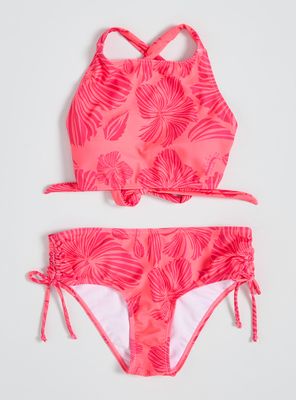 Bikini Cuello Halter Estampado con Espalda Cruzada