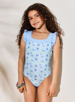 Traje de Baño Enterito Color Block Print Floral