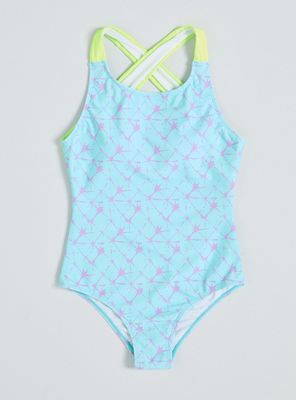 Traje de Baño Espalda Cruzada en Contraste