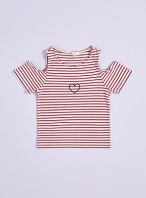 Polera Cut Out Hombros Rayada con Lurex