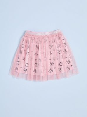 Falda Tul con Brillos Estampado Minnie Corazones