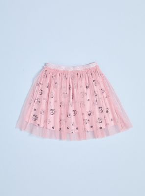 Imagen 2 del producto Falda Tul con Brillos Estampado Minnie Corazones